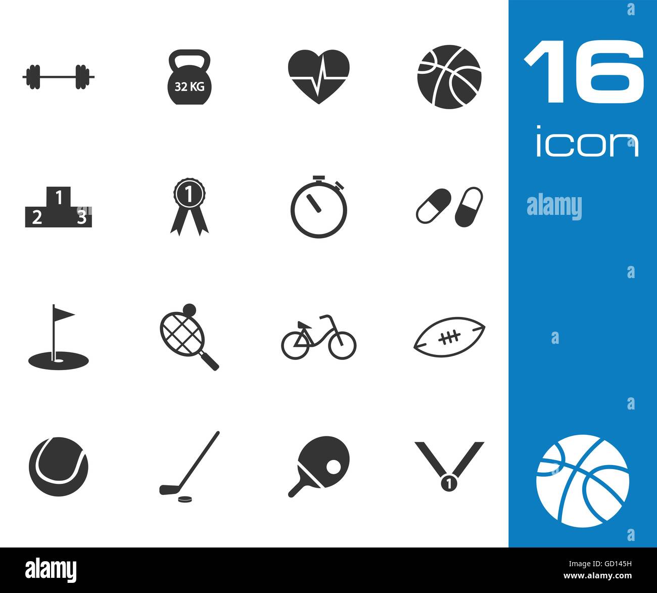 Vector black sport icons set Stock Vector Image & Art - Alamy