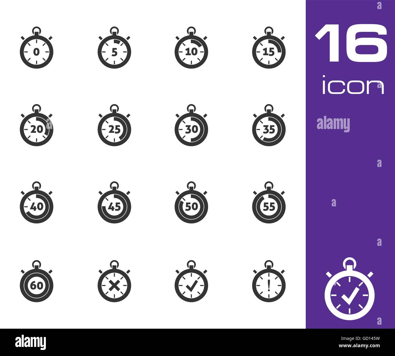 Vector black stopwatch icons set Stock Vector Image & Art - Alamy