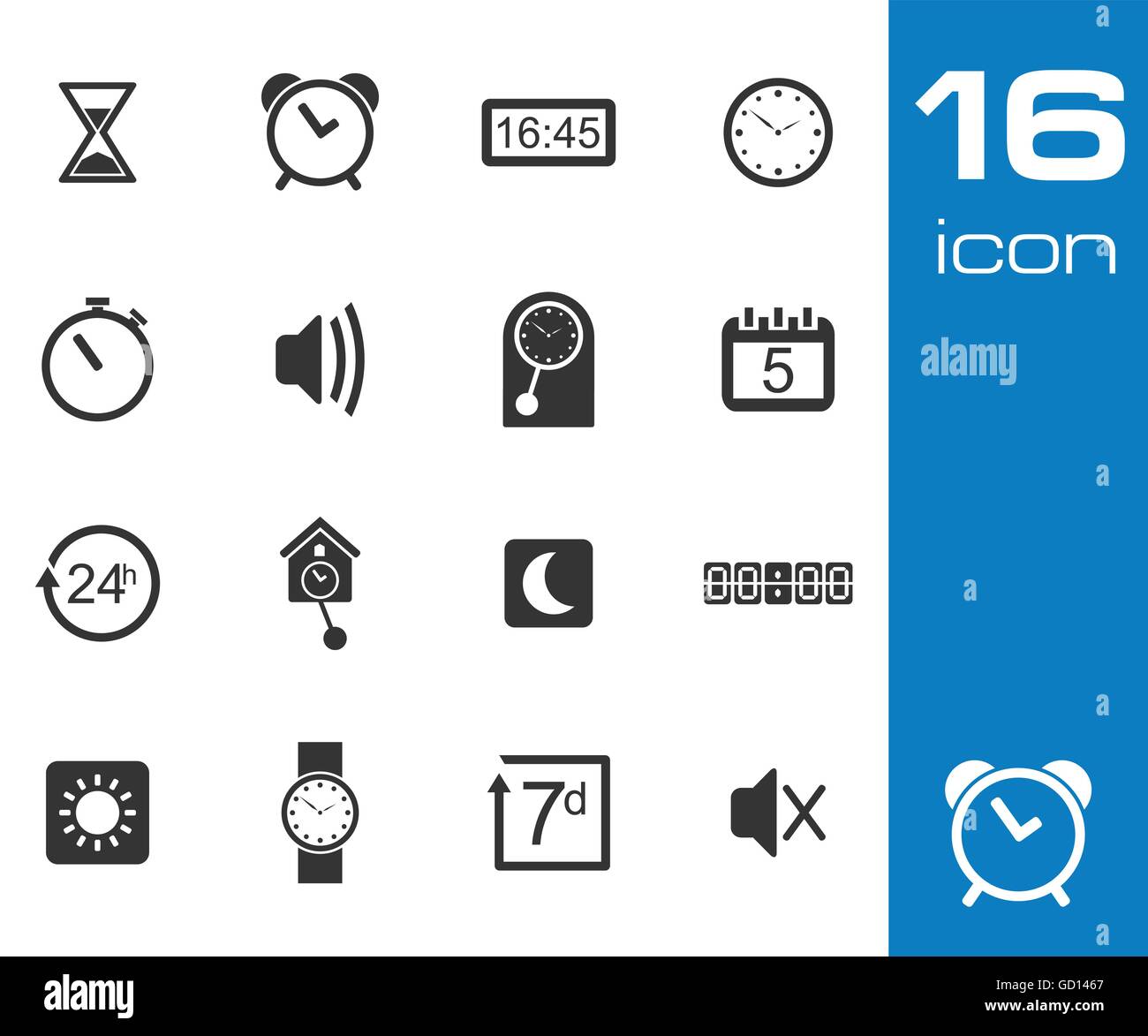 Vector black time icons set Stock Vector Image & Art - Alamy