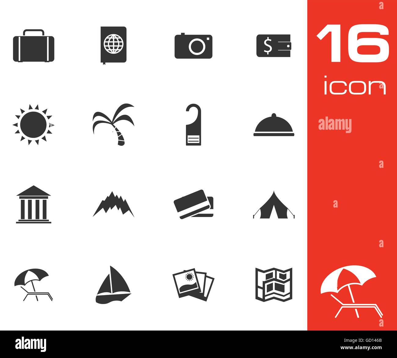 Vector black travel icons set Stock Vector Image & Art - Alamy