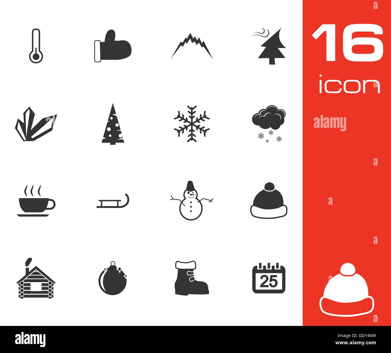 Vector black winter icons set Stock Vector Image & Art - Alamy