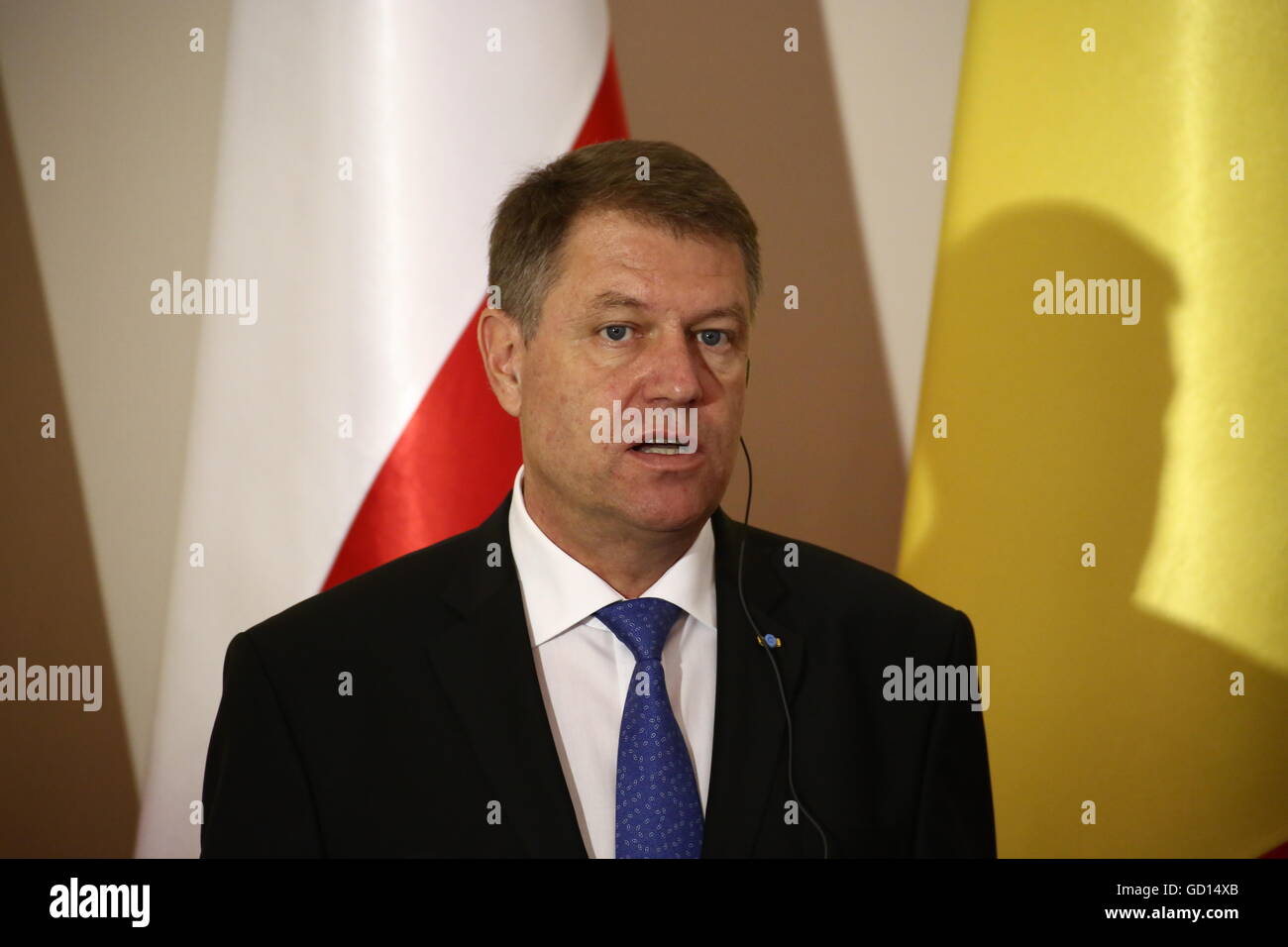 Warsaw, Poland. 10th July, 2016. President Andrzej Duda held joint press conference with Romanian President Klaus Werner Iohannis at Belvedere in Warsaw. © Jakob Ratz/Pacific Press/Alamy Live News Stock Photo