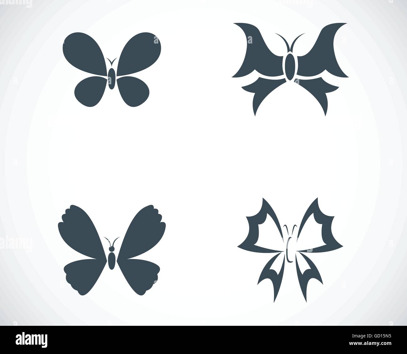 Vector black buttefly icons set Stock Vector Image & Art - Alamy