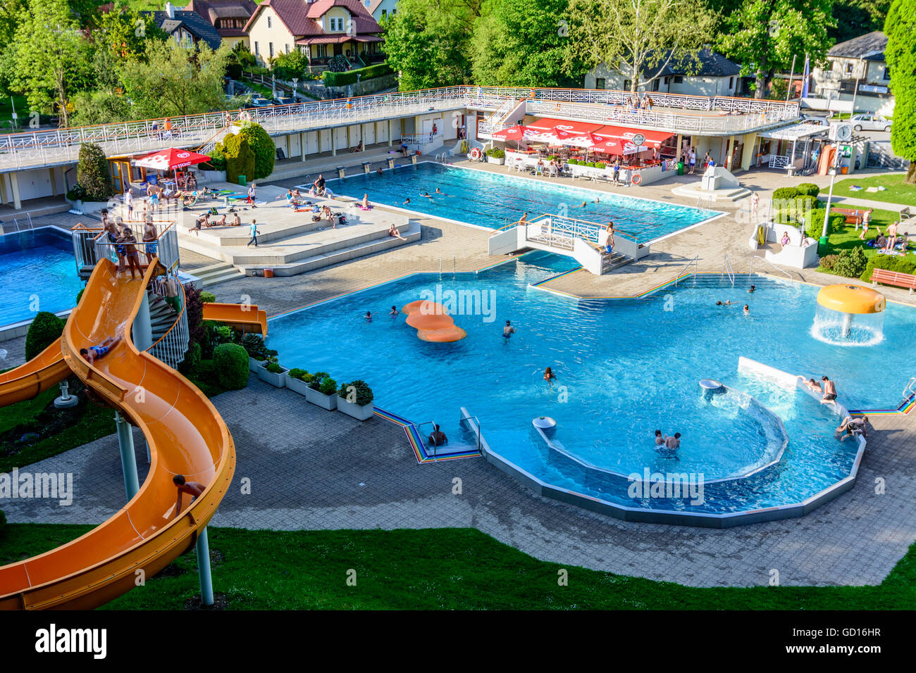 Waidhofen an der Ybbs: outdoor pool, Austria, Niederösterreich, Lower Austria, Mostviertel Stock Photo