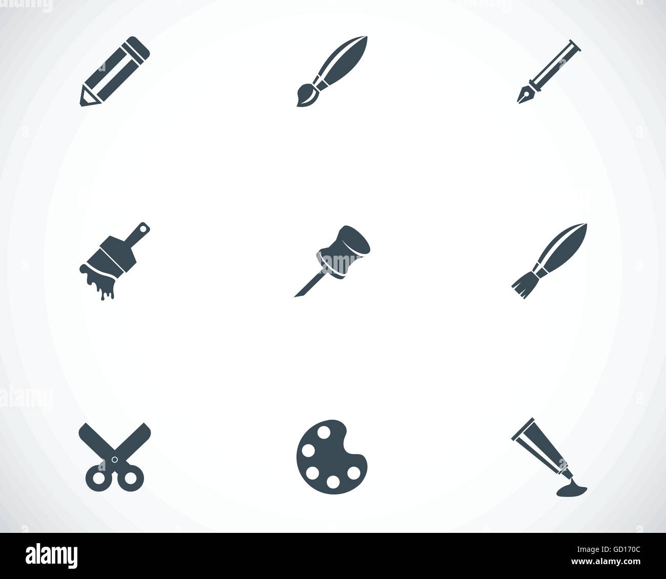 Vector black art tool icons set Stock Vector Image & Art - Alamy
