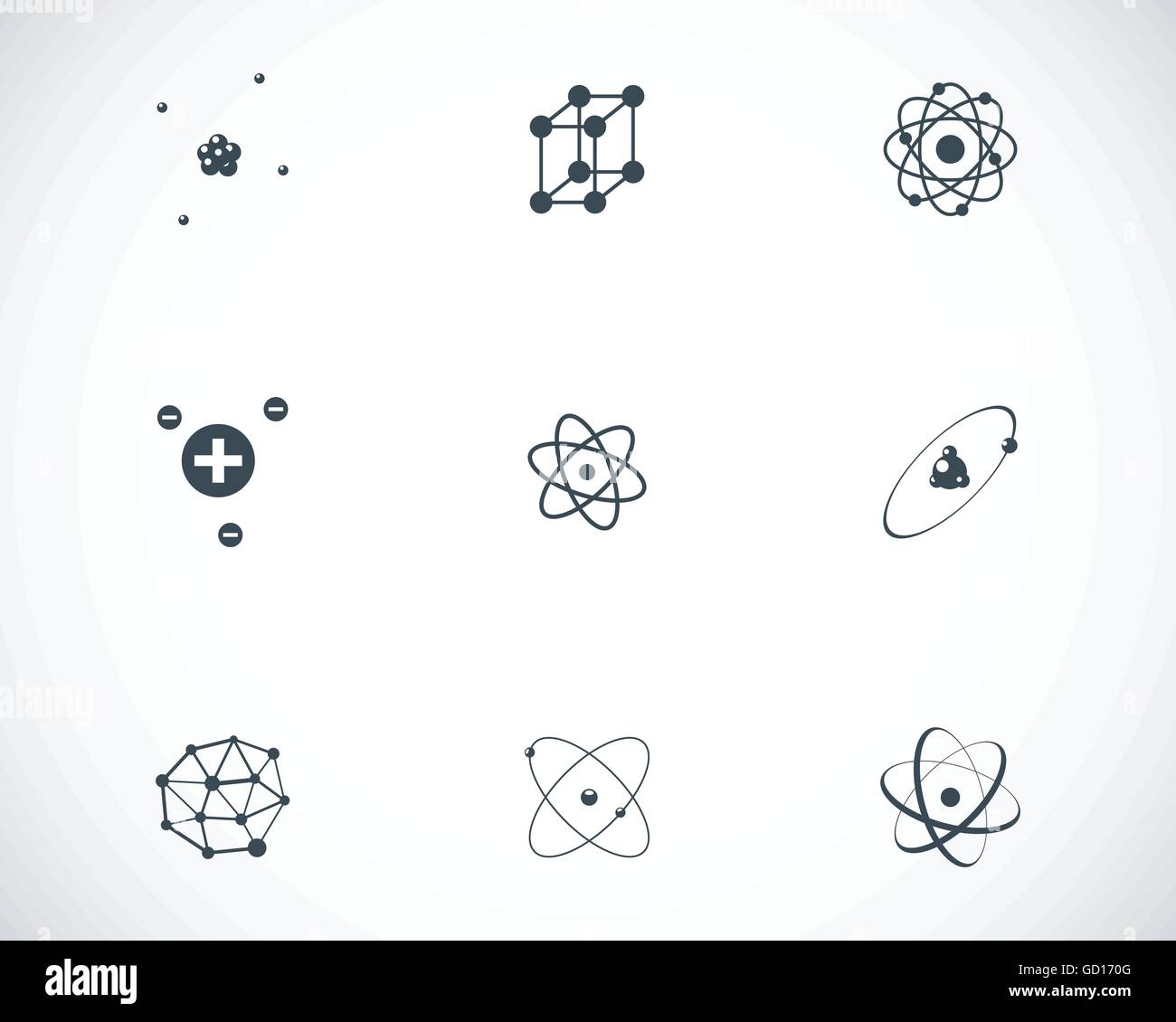 Vector black atom icons set Stock Vector Image & Art - Alamy