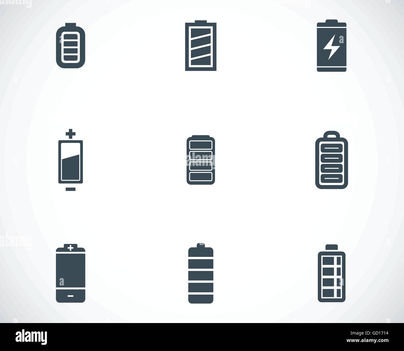 Vector black battery icons set Stock Vector Image & Art - Alamy