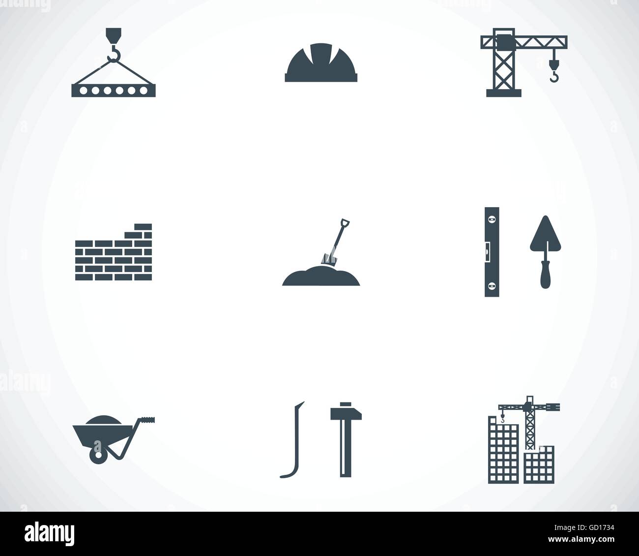 Vector black construction icons set Stock Vector Image & Art - Alamy