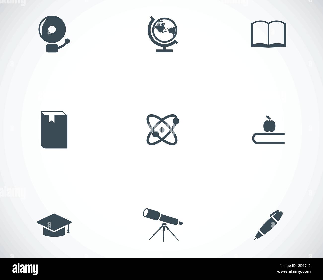 Vector black education icons set Stock Vector Image & Art - Alamy