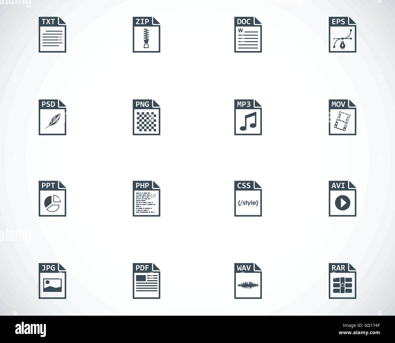 vector-black-file-type-icons-set-stock-vector-image-art-alamy