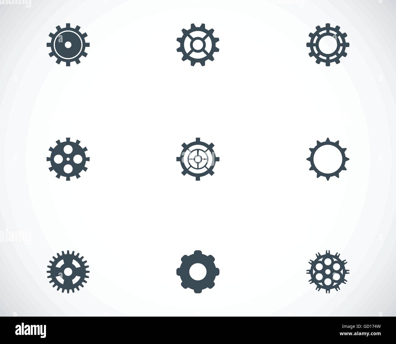 Vector black gear icons set Stock Vector Image & Art - Alamy