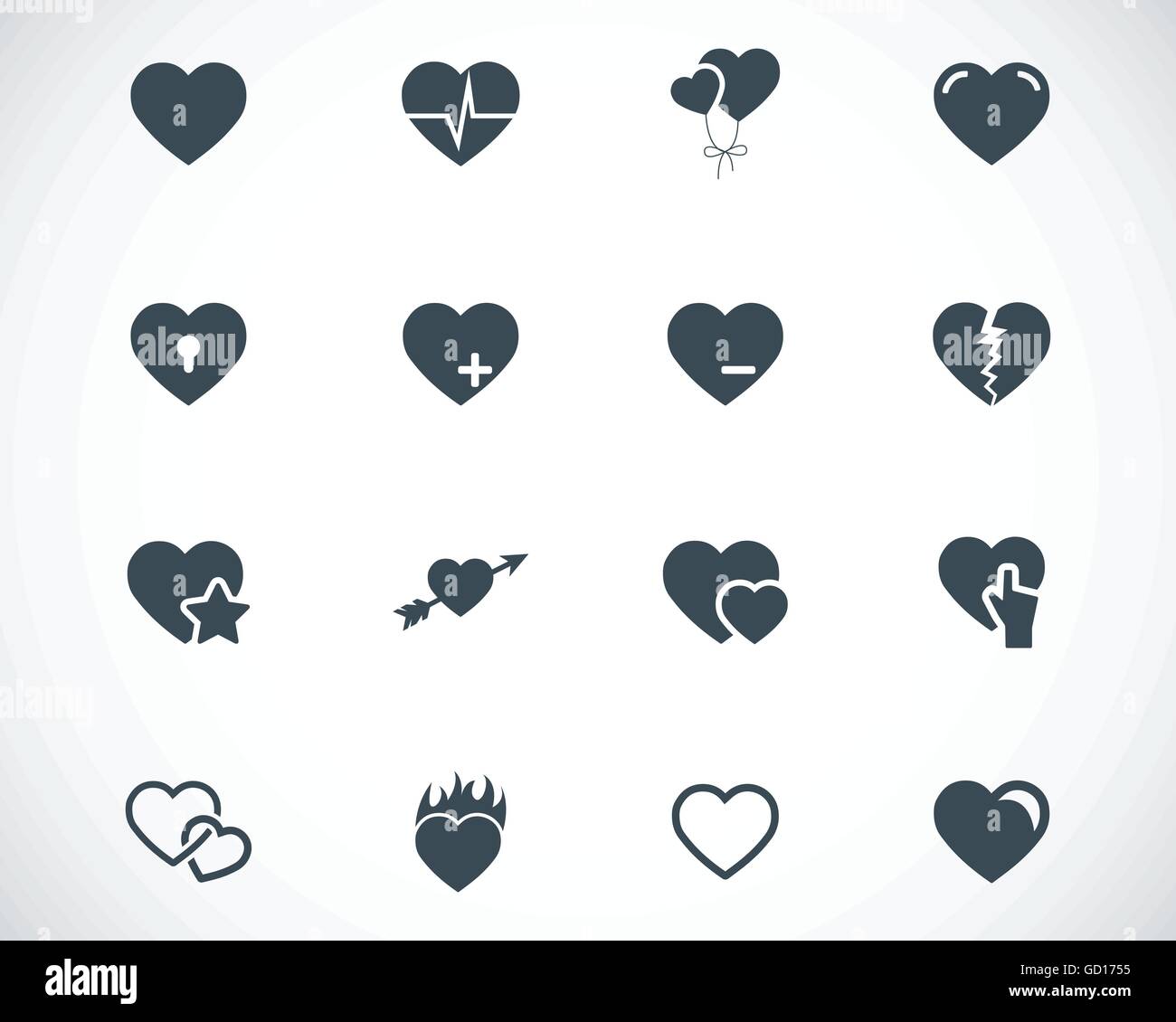 Vector black hearts icons set Stock Vector Image & Art - Alamy