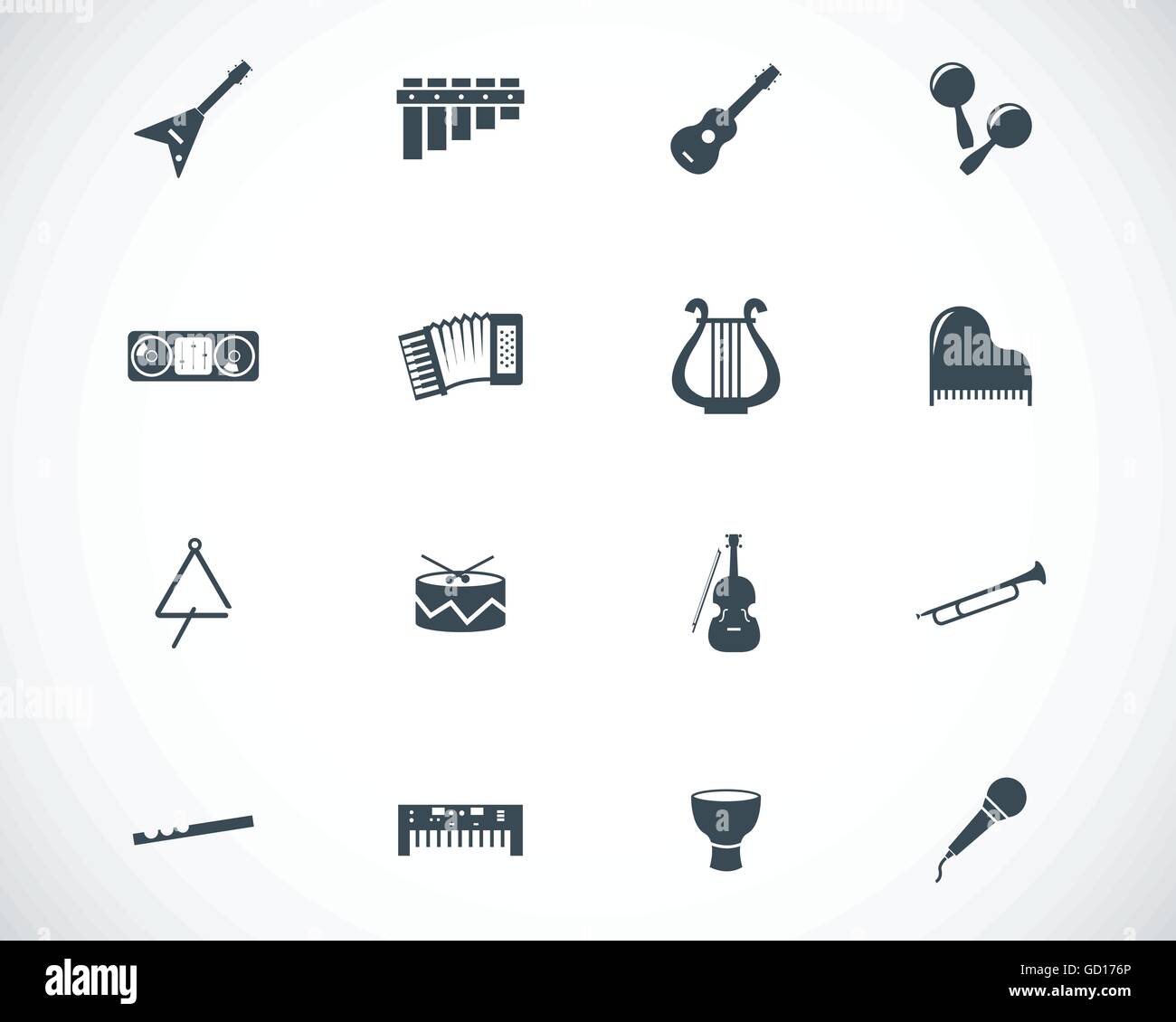 Vector black music instruments icons set Stock Vector Image & Art - Alamy