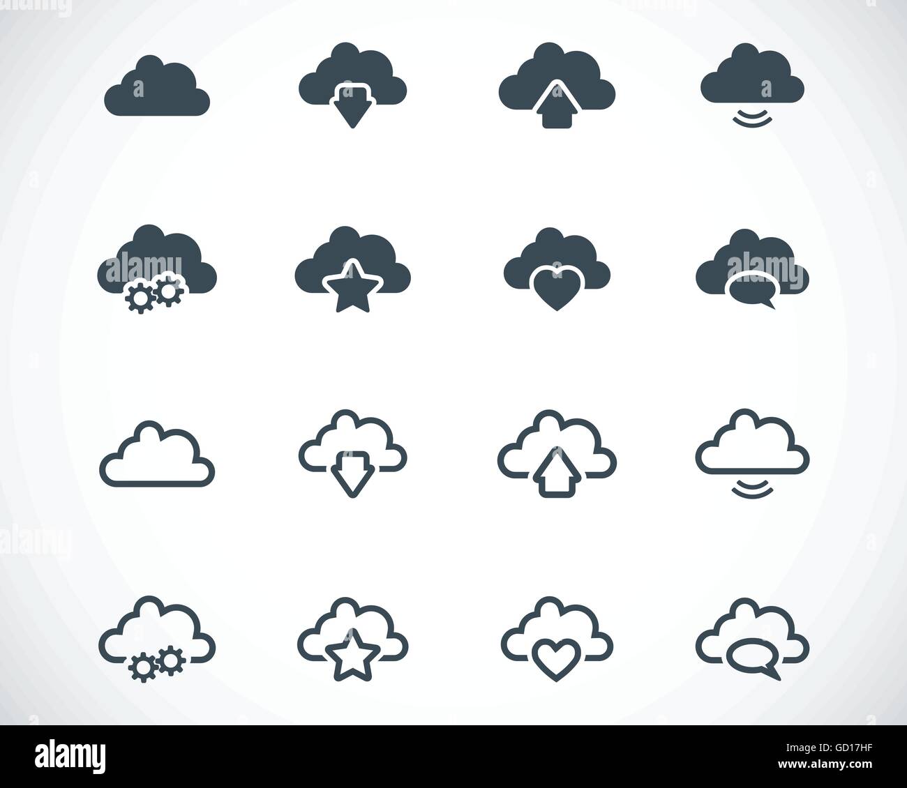 Vector black clouds icons set Stock Vector Image & Art - Alamy