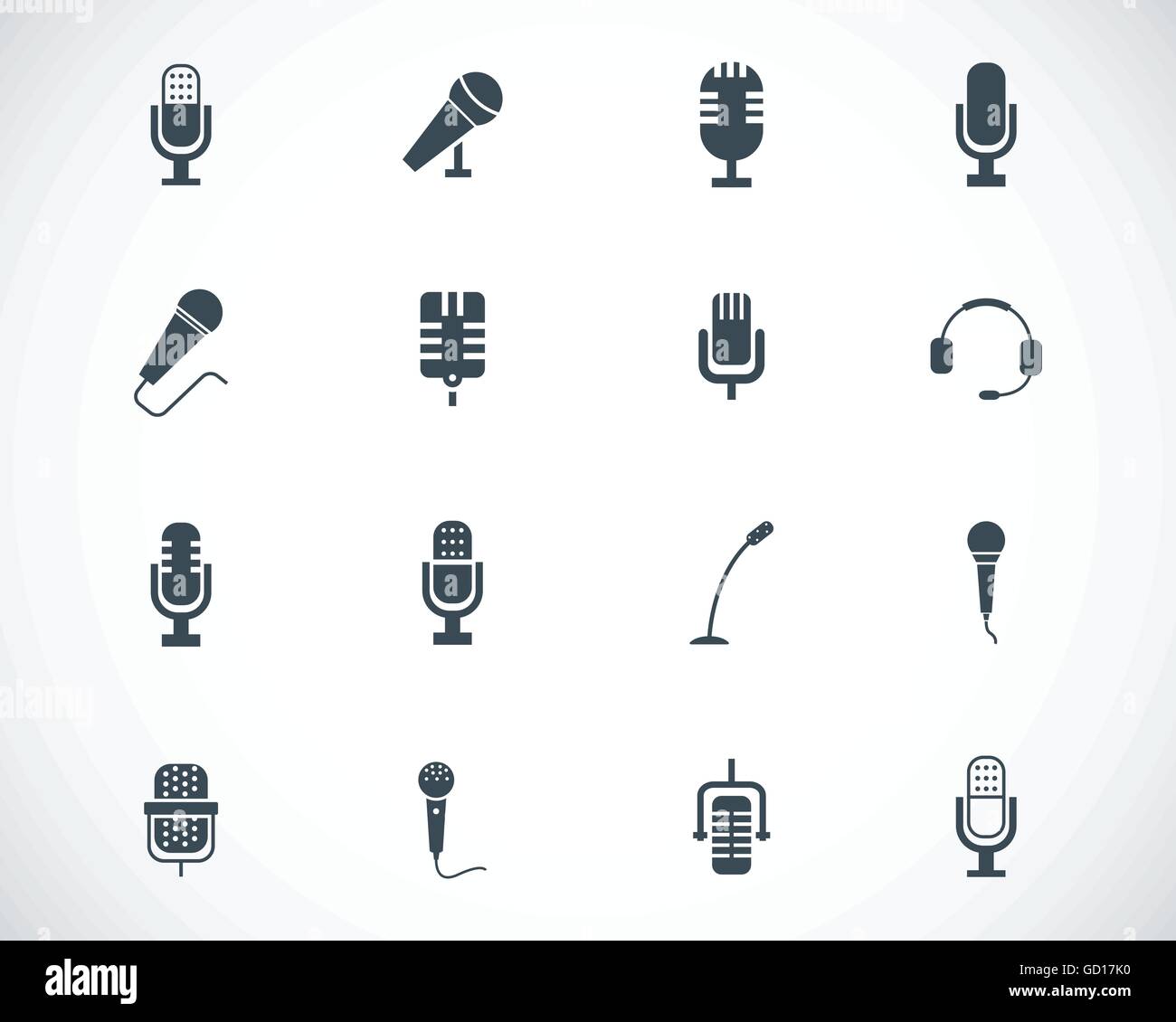 Vector black microphone icons set Stock Vector Image & Art Alamy