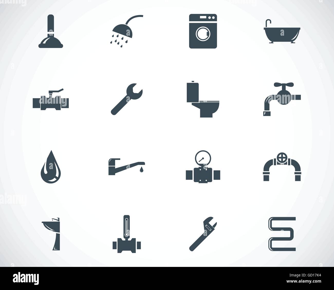 Vector black plumbing icons set Stock Vector Image & Art - Alamy