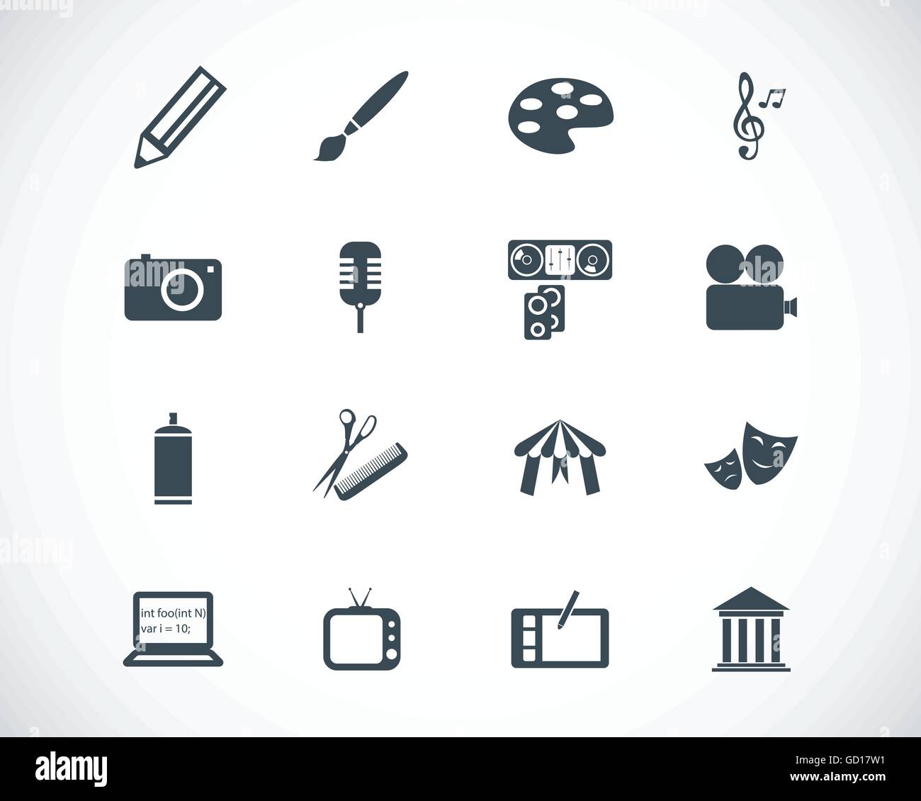 Vector black art icons set Stock Vector Image & Art - Alamy