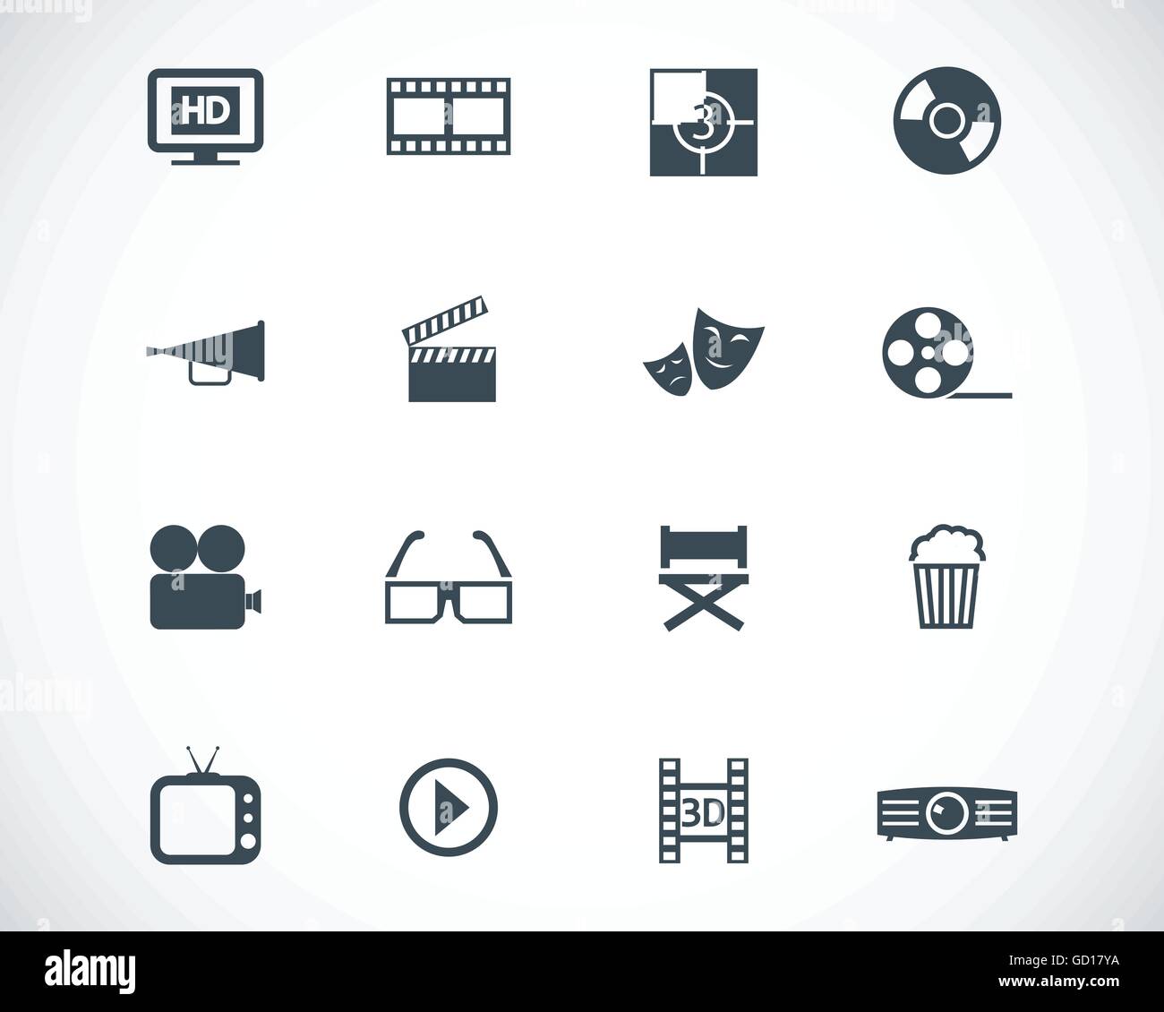 Vector black cinema icon set Stock Vector Image & Art - Alamy