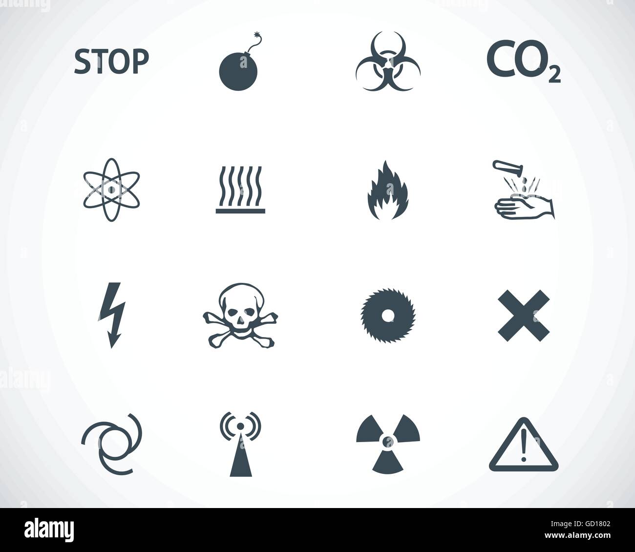 Vector black danger icons set Stock Vector Image & Art - Alamy