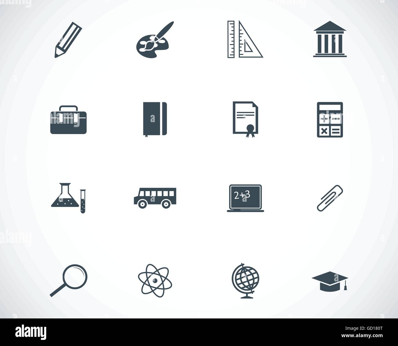 Vector black education icons set Stock Vector Image & Art - Alamy