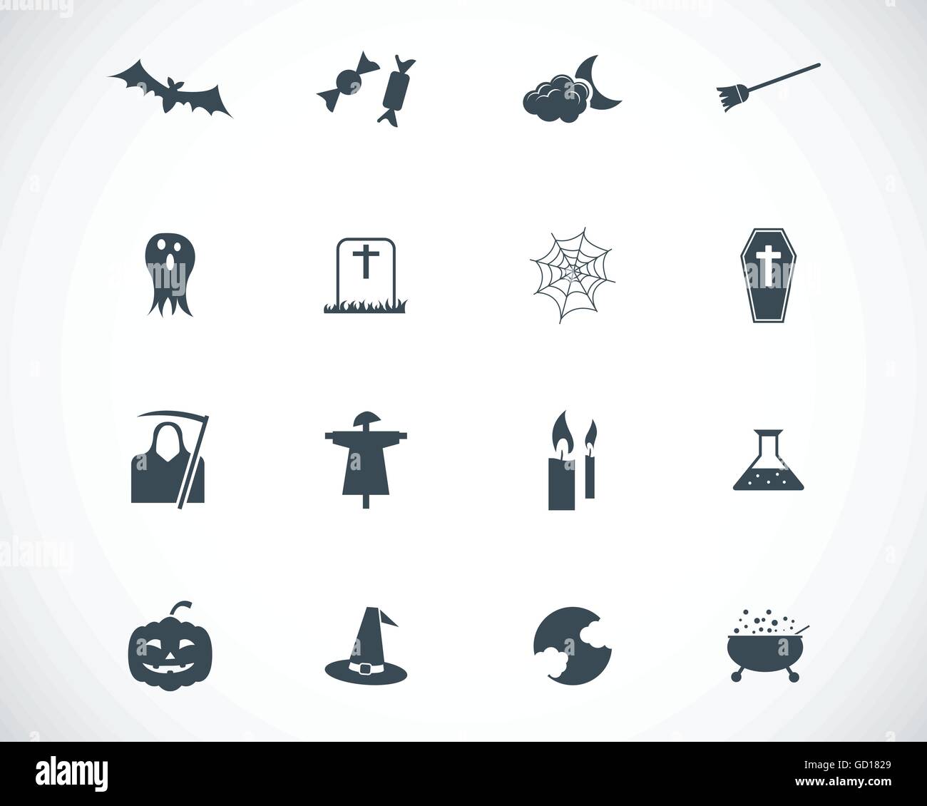Vector black halloween icons set Stock Vector Image & Art - Alamy
