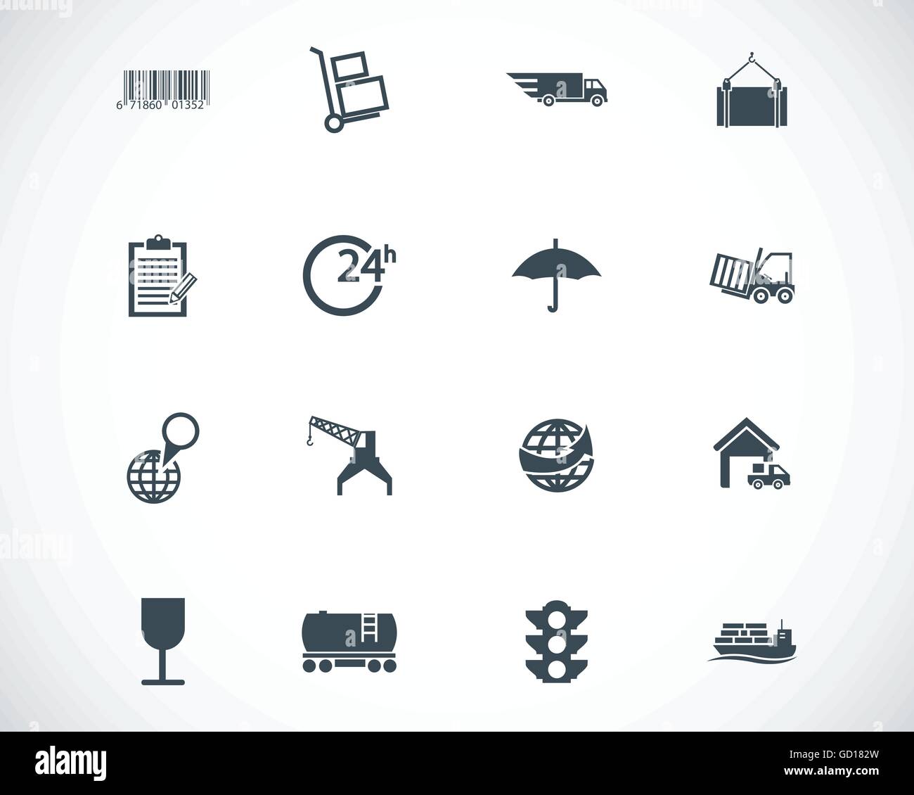 Vector black  logistic icons set Stock Vector