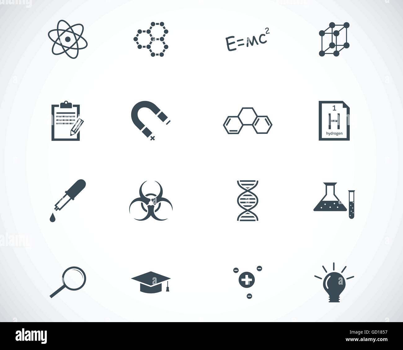 Vector black science icons set Stock Vector Image & Art - Alamy