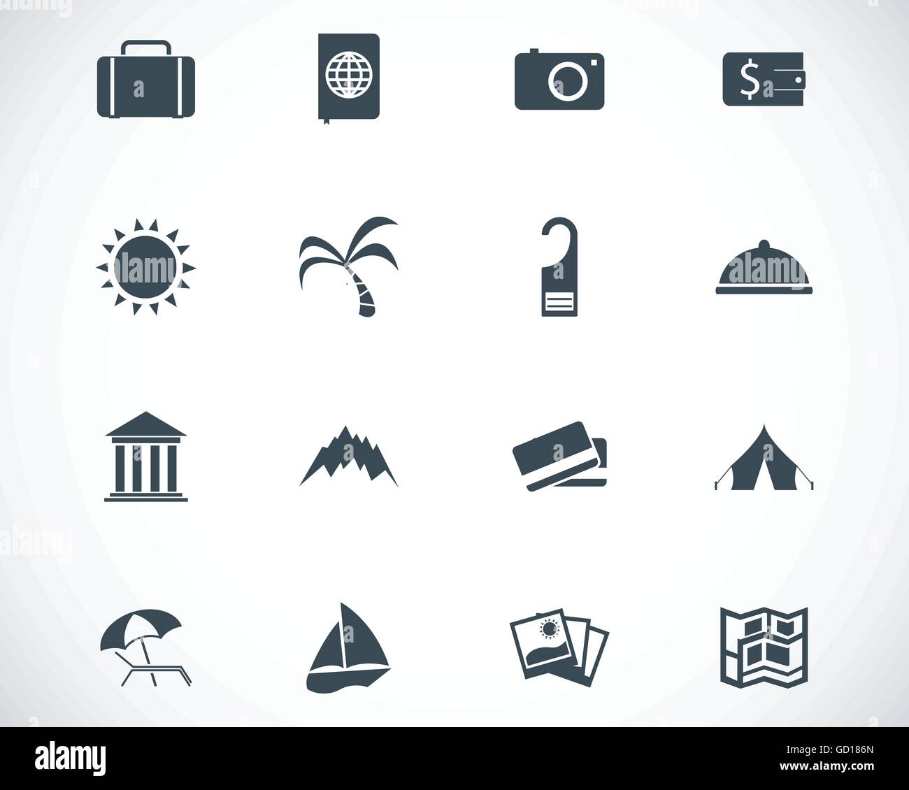 Vector black travel icons set Stock Vector Image & Art - Alamy