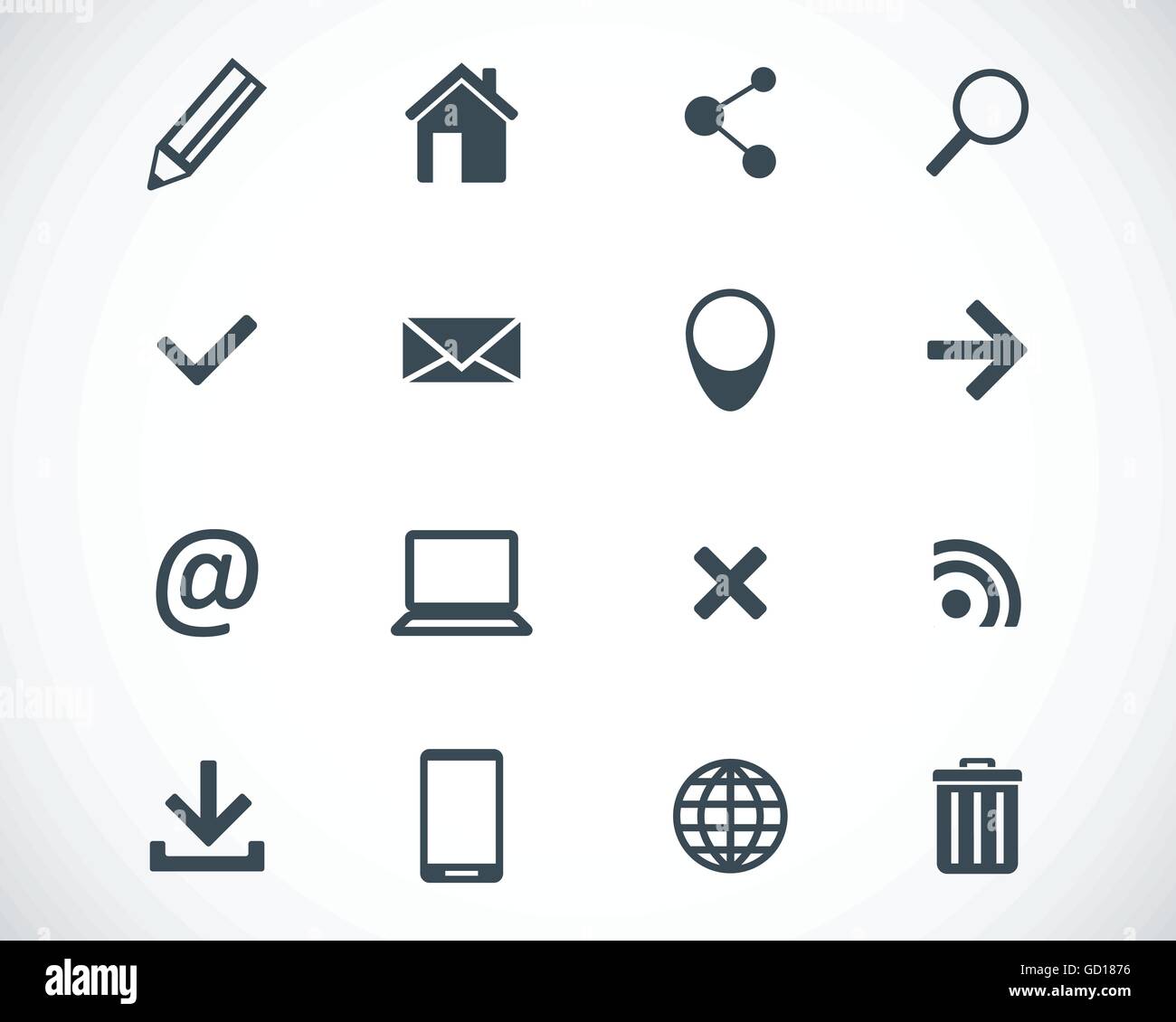 Vector black web icons set Stock Vector Image & Art - Alamy