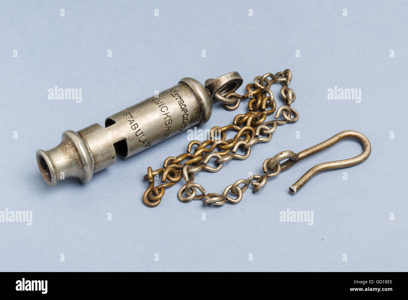 Police whistle, Warwickshire Constabulary, made by Hudson and Sons