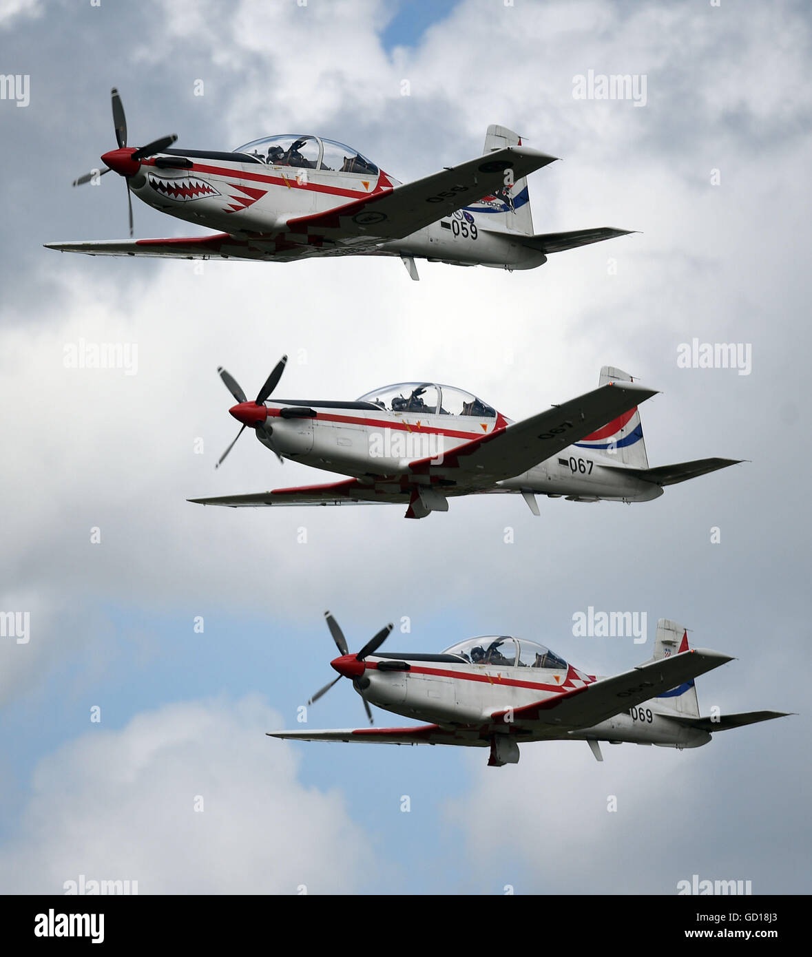 The Krila Oluje from the Croatian Air Force display during the Royal International Air Tattoo at RAF Fairford - the world's largest military airshow. Stock Photo