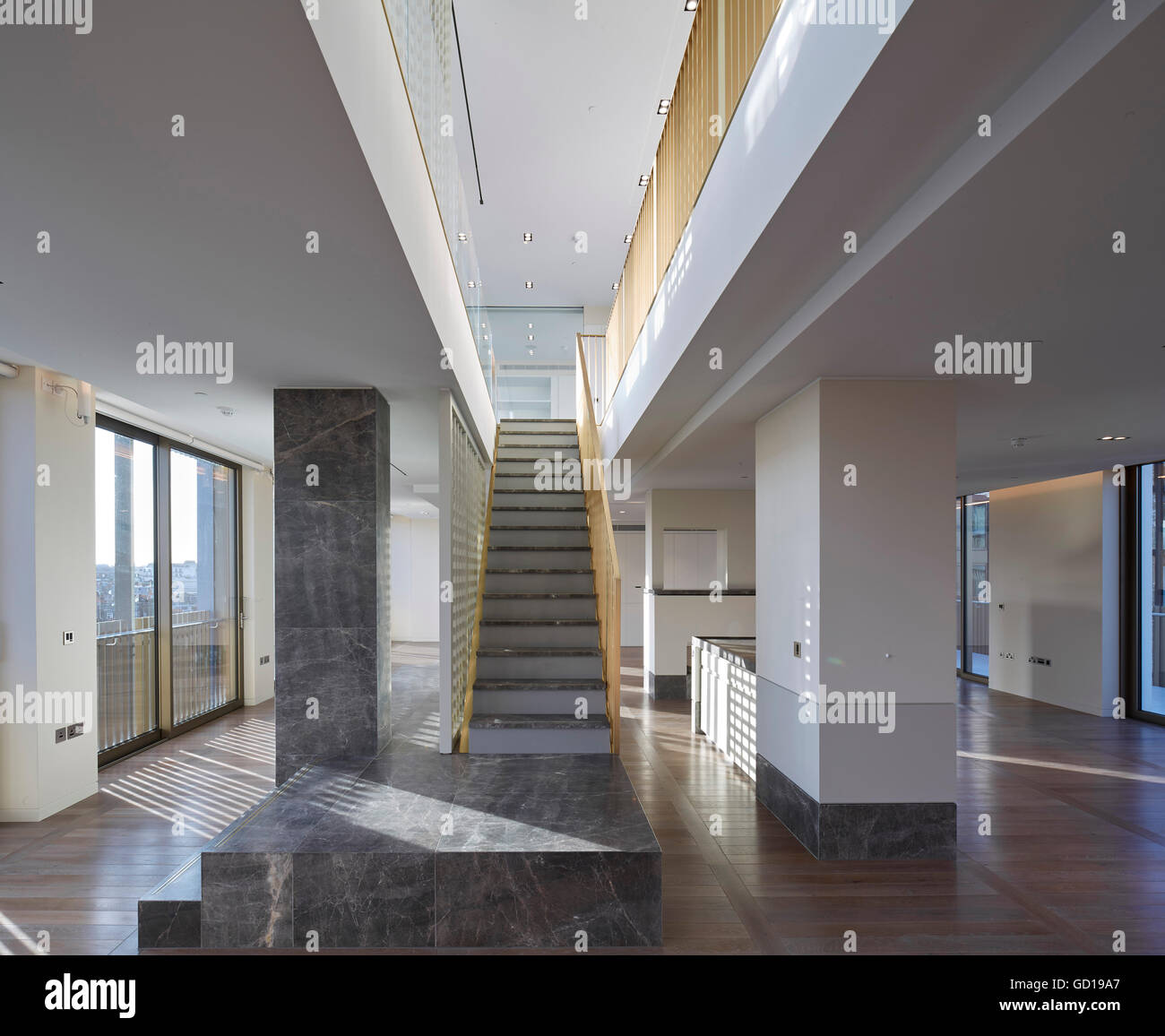 Penthouse interior. Fitzroy Place, London, United Kingdom. Architect: Johnson Naylor , 2016. Stock Photo
