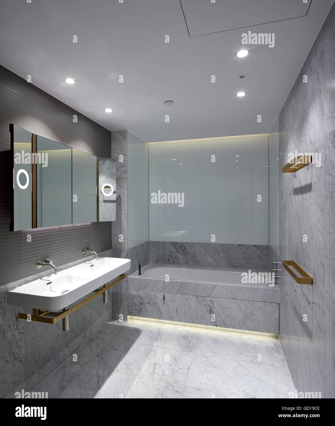 Bathroom interior. Fitzroy Place, London, United Kingdom. Architect