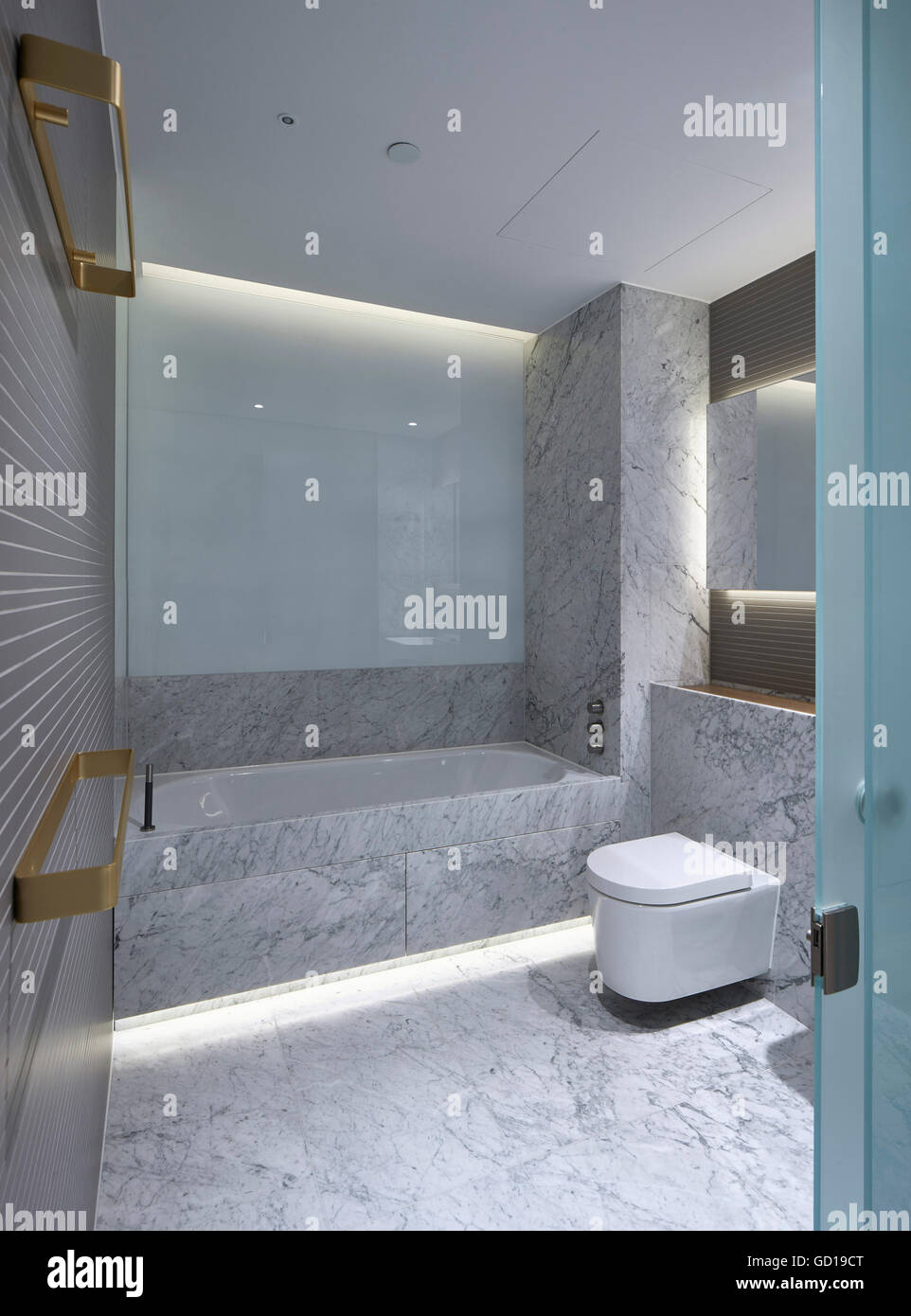 Bathroom interior. Fitzroy Place, London, United Kingdom. Architect: Johnson Naylor , 2016. Stock Photo