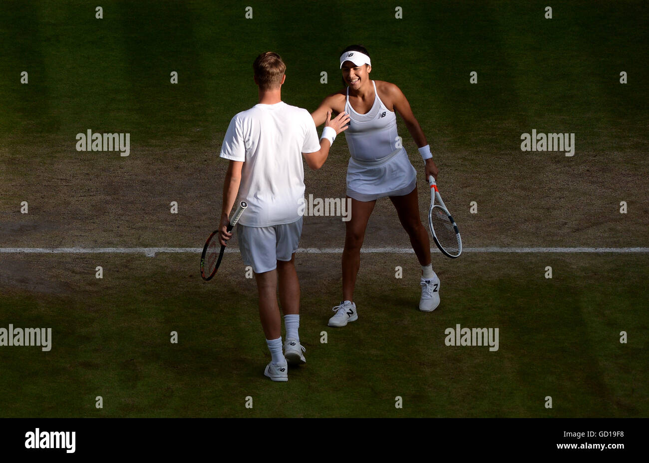 Heather Watson during the mixed doubles final with partner Henri