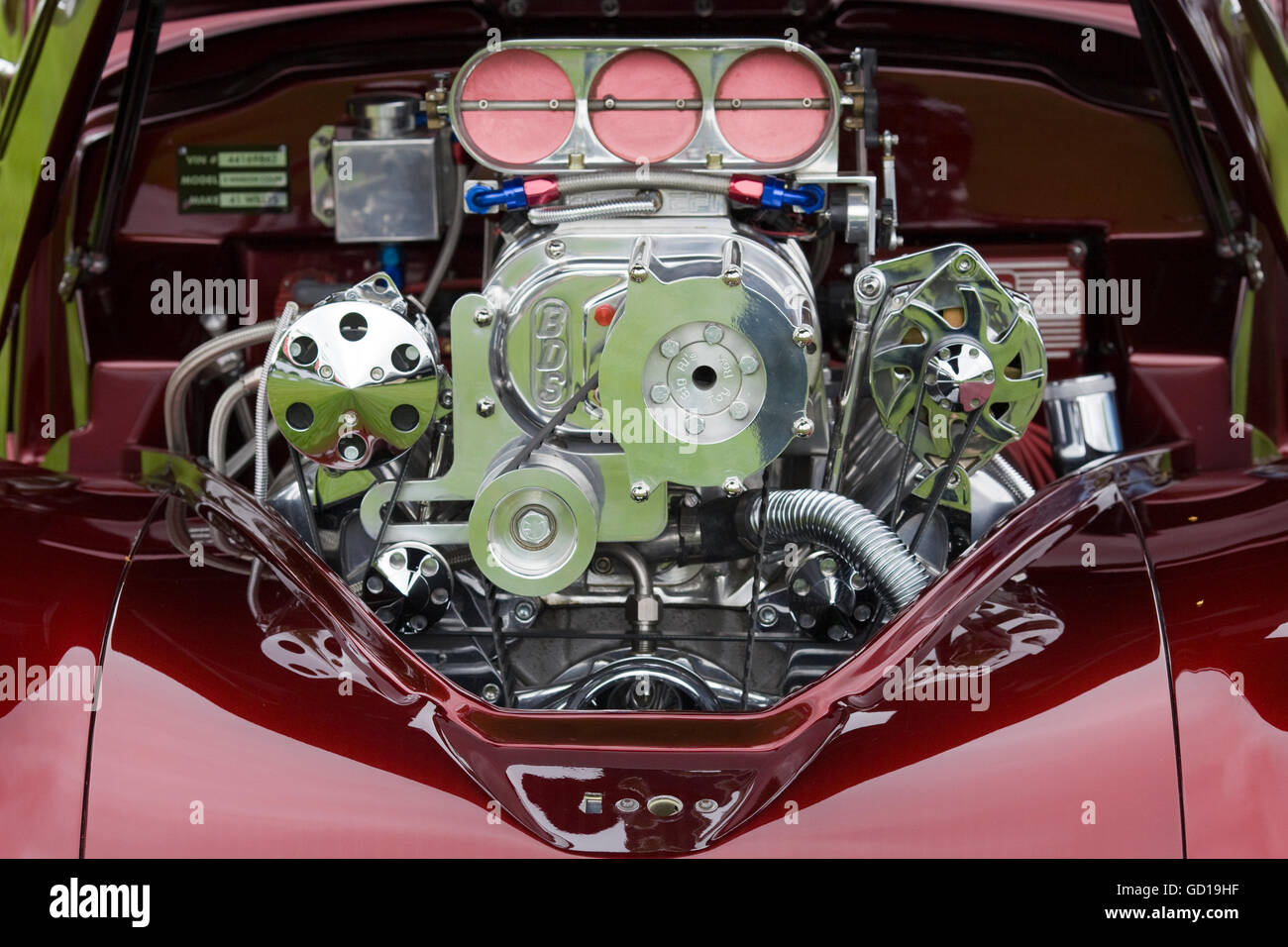 High power drag racing V8 BDS engine Stock Photo
