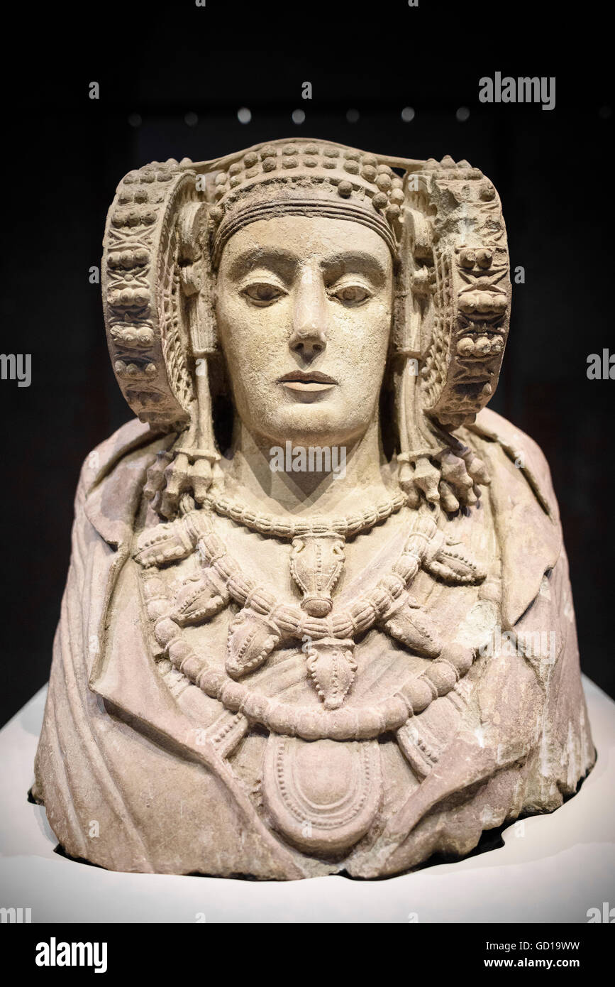 Madrid. Spain. The Lady of Elche (La Dama de Elche), National Archaeological Museum of Spain. Museo Arqueológico Nacional. Stock Photo