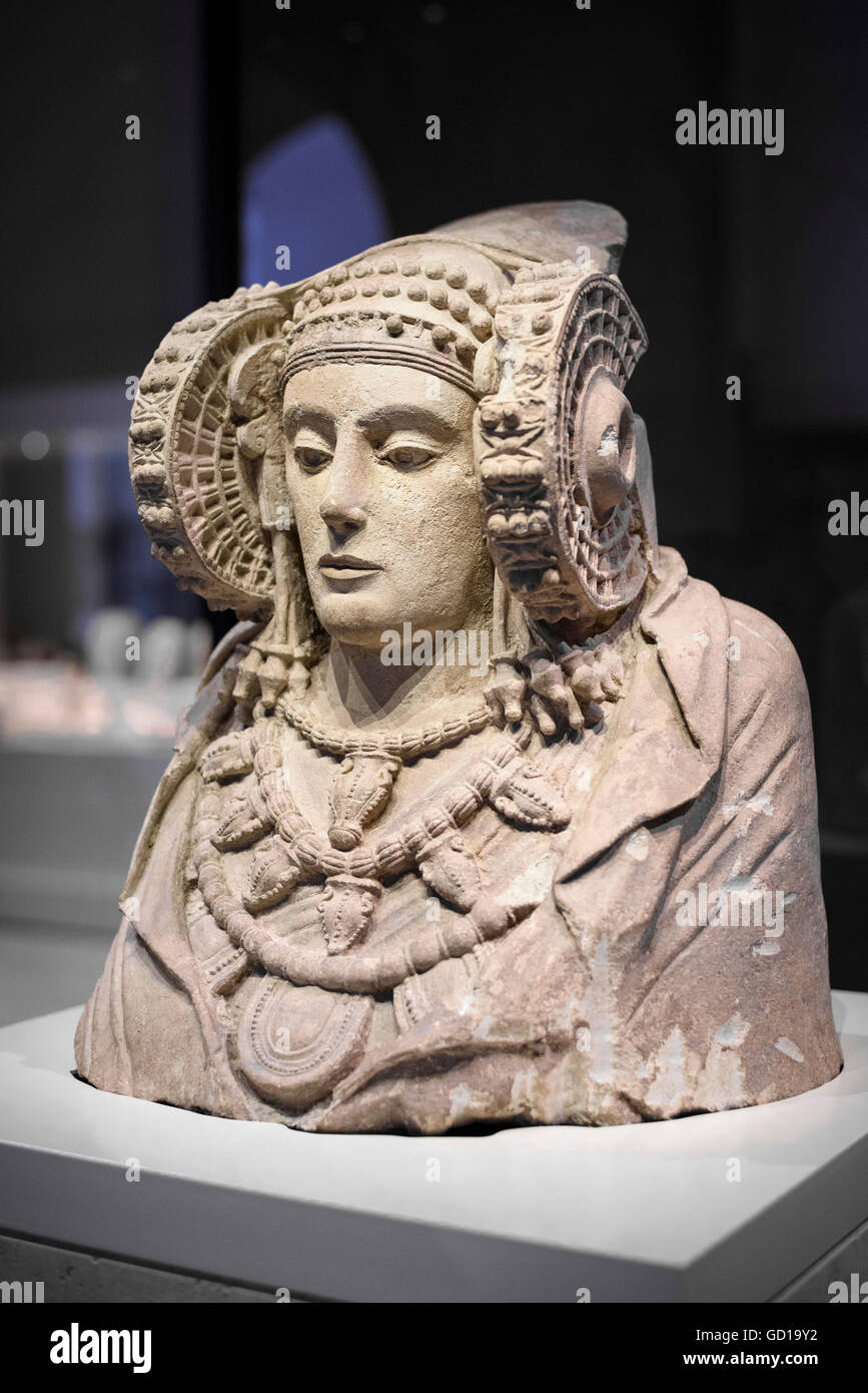 Madrid. Spain. The Lady of Elche (La Dama de Elche), National Archaeological Museum of Spain. Museo Arqueológico Nacional. Late Stock Photo