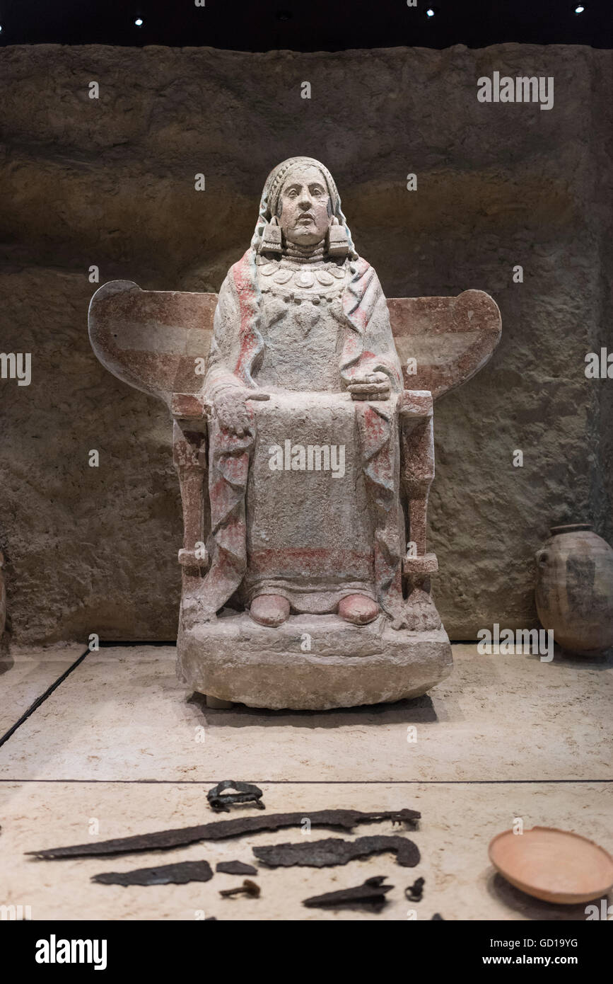 Madrid. Spain. The Lady of Baza (La Dama de Baza), National Archaeological Museum of Spain. Museo Arqueológico Nacional. Stock Photo