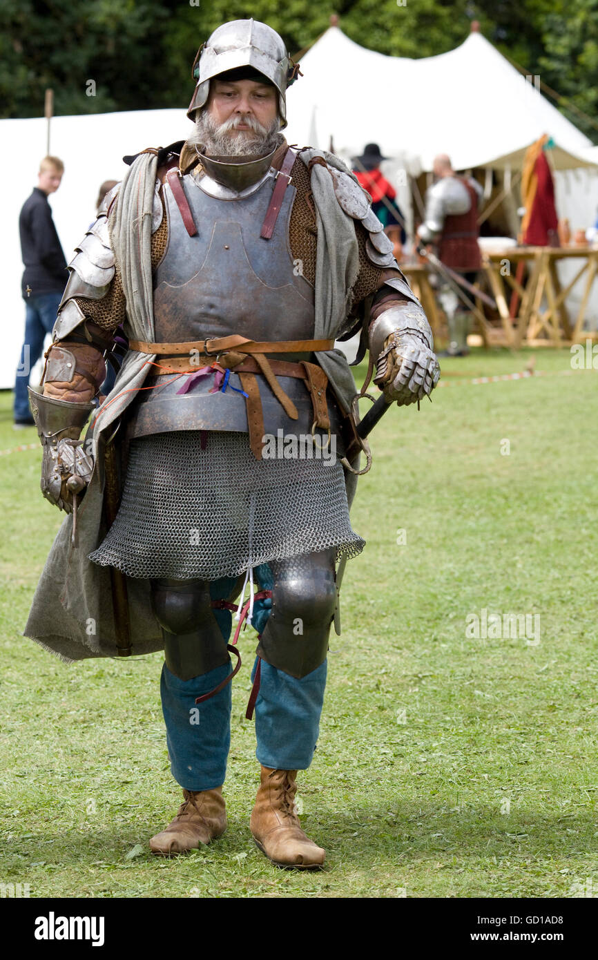 Campsite with knights getting ready for Battle Stock Photo - Alamy