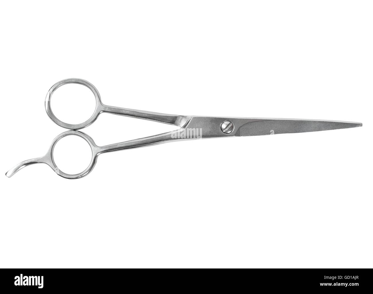 Steel barber scissors isolated on white background Stock Photo