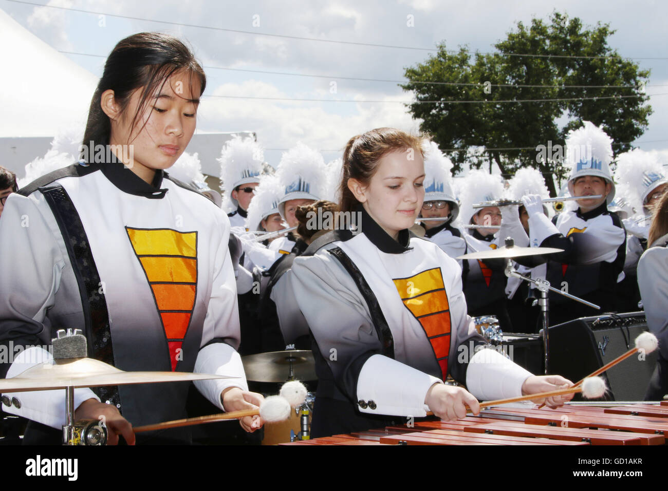 Xylophone Player. Teen female. Beavercreek High School Marching Band in
