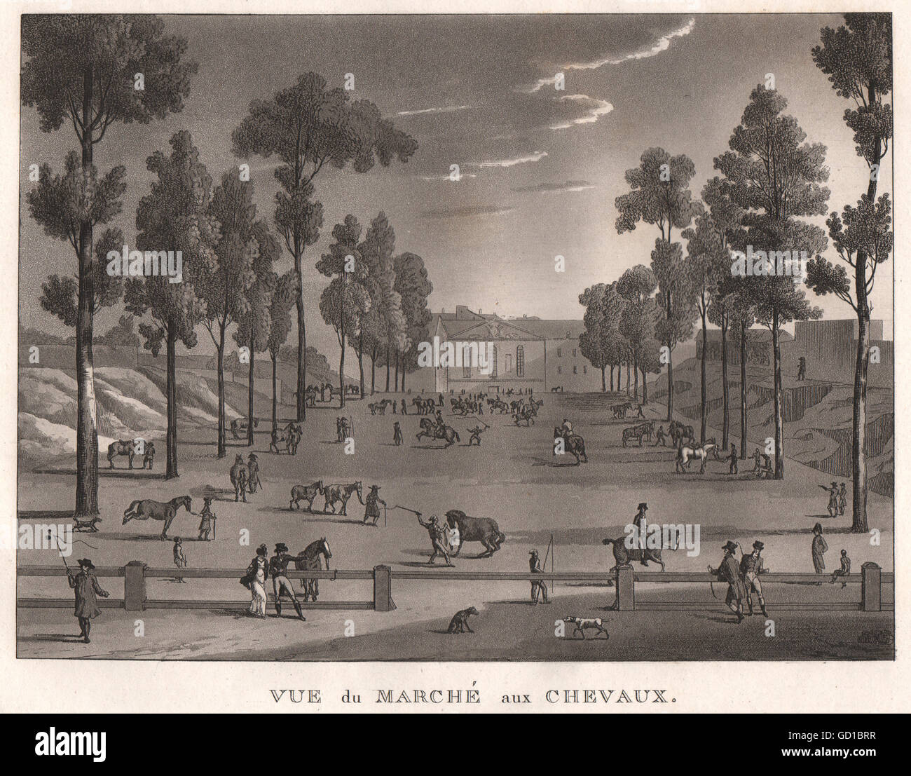 PARIS: Marché aux Chevaux. Aquatint, antique print 1808 Stock Photo