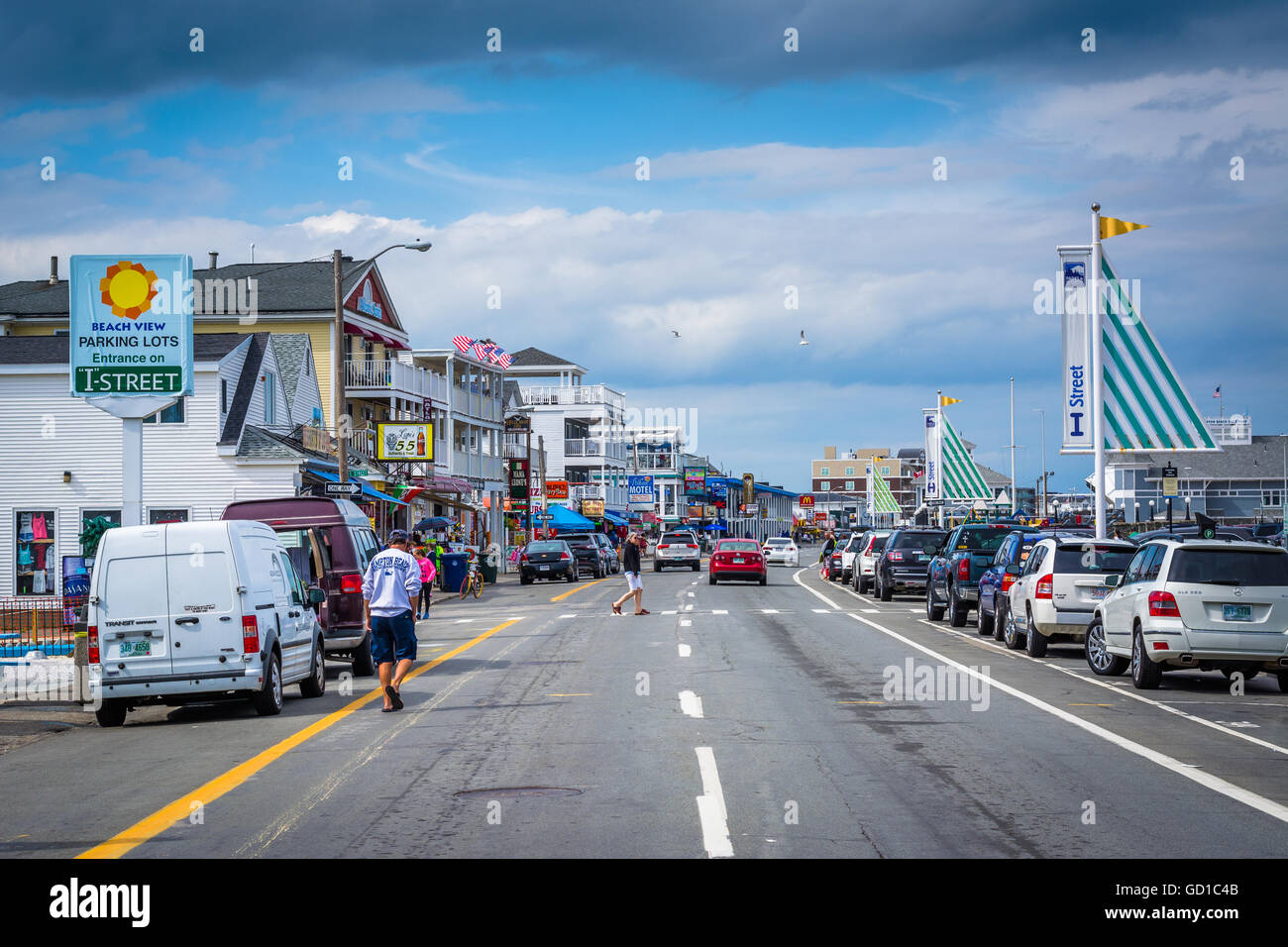 Ocean Boulevard, in Hampton Beach, New Hampshire. Stock Photo