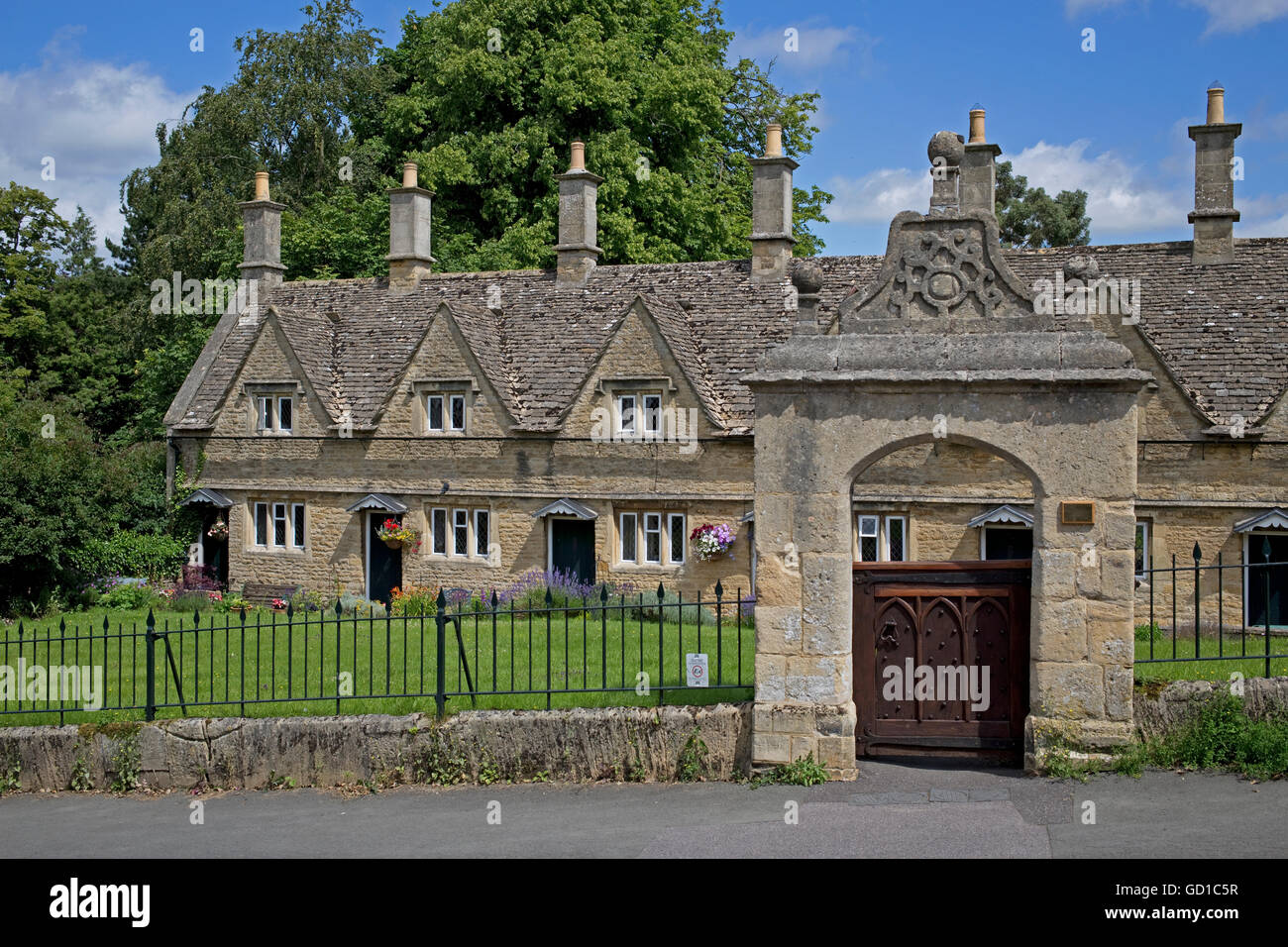 Gated entrance to Almshouses Church Street Chipping Norton Cotswolds UK Stock Photo