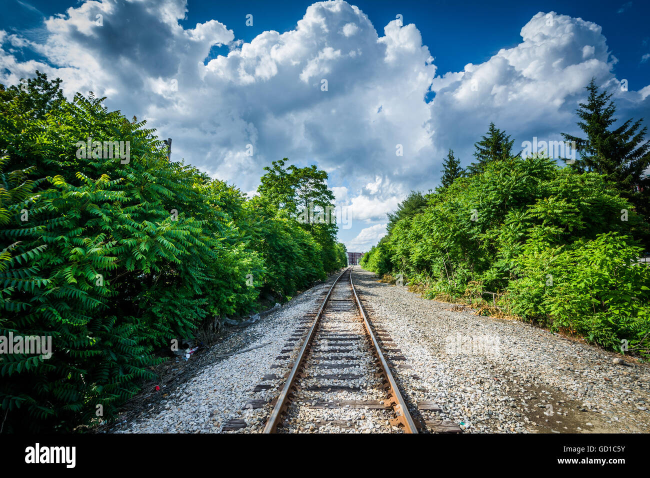 Railroad tracks, in downtown Manchester, New Hampshire Stock Photo Alamy