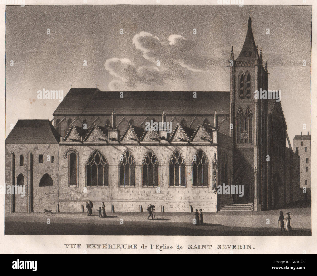 PARIS: Eglise de Saint Severin. Aquatint, antique print 1808 Stock Photo