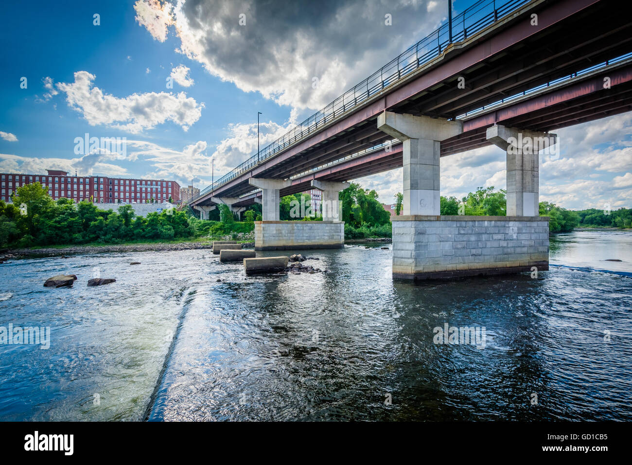 The Notre Dame Bridge over the Merrimack River, in Manchester, New