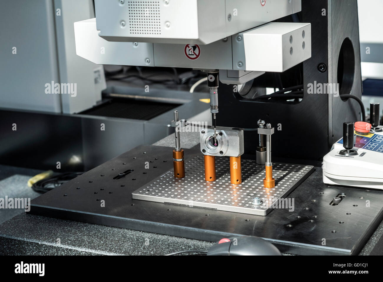 Changer racks and probe modules. Probe material stylus close-up process Stock Photo