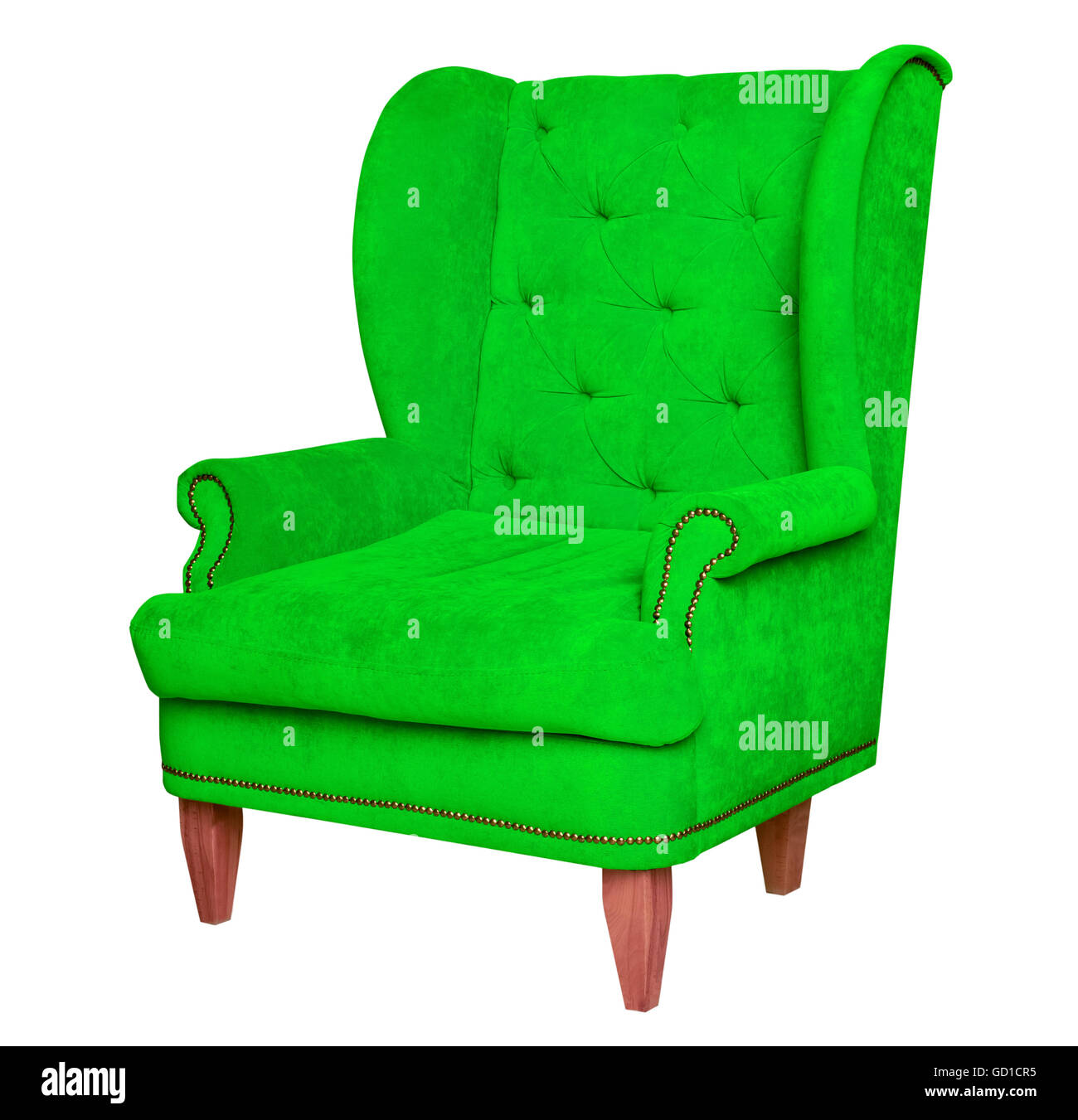 Light green textile chair isolated Stock Photo